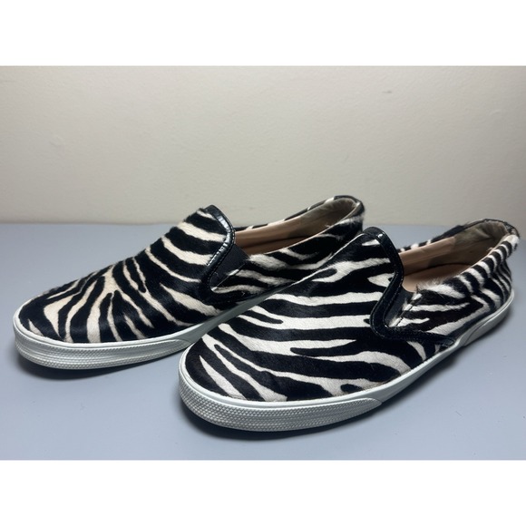 JIMMY CHOO‎ Calf Hair Slip On Casual Sneakers Black White Zebra Print Sz (8)38.5 - Picture 3 of 11